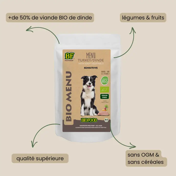Pâtée BIO à la dinde pour chien