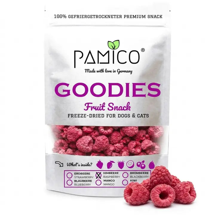 Framboises lyophilisées pour chiens et chats - Friandise fruitée naturelle