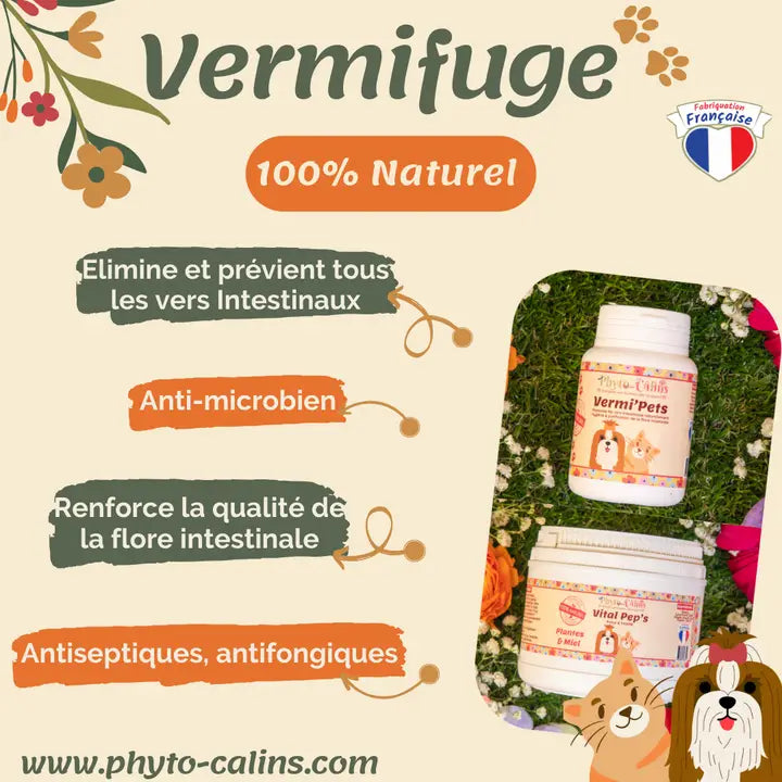 Vermifuge 100% Naturel 60 Gelules Pour Chien & Chat