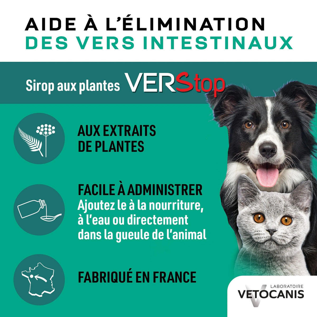 VERSTOP Sirop aide à l'hygiène digestive pour Chien et Chat 125ml
